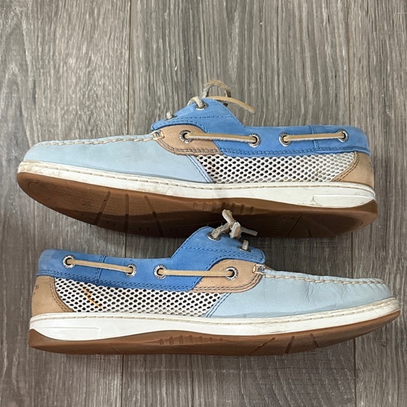 Sperry Blue and Cream Boat Shoes Size 9 - Picture 5 of 8